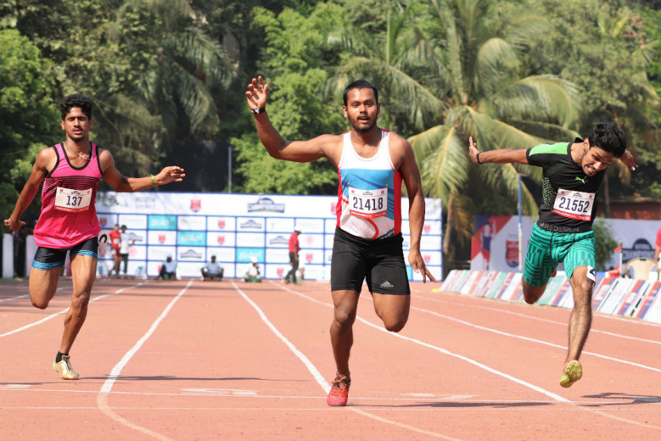 Senior Boys in action in 100 M race on Day 2 of RFYS National Athletes Meet