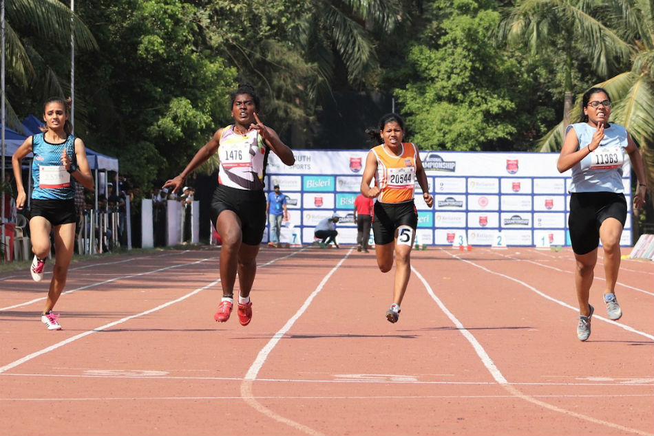 Senior Girls in action in 200 M race on Day 2 RFYS National Athletes Meet