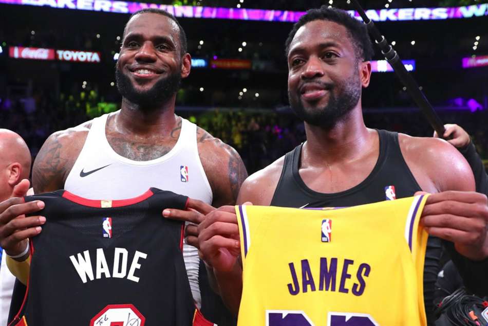 Former Miami Heat teammates LeBron James and Dwayne Wade Former Miami Heat teammates LeBron James and Dwayne Wade