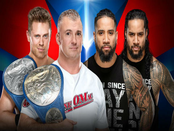 2. Smackdown Tag Team Championship Match: The Miz and Shane McMahon (c) vs. The Usos (Jey Uso and Jimmy Uso)