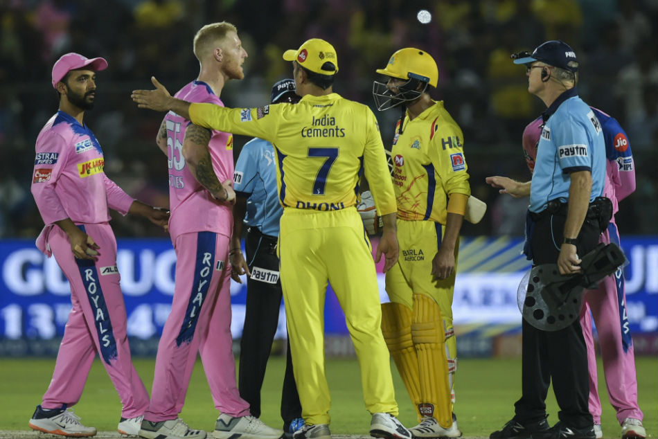 CSK captain M S Dhoni argues with umpires during IPL match against RR CSK captain M S Dhoni argues with umpires during IPL match against RR