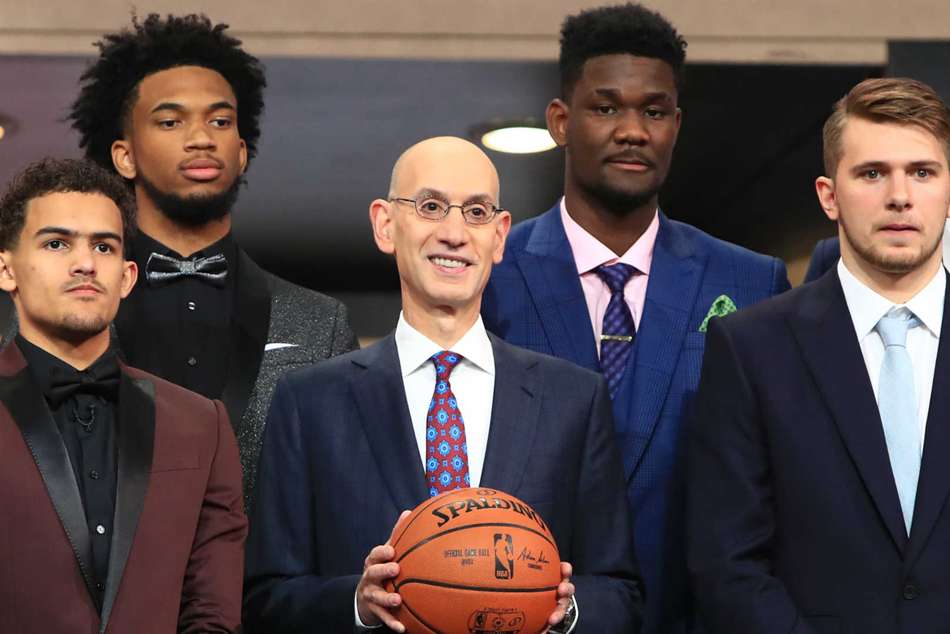 Trae Young, Marvin Bagley III, Adam Silver, Deandre Ayton and Luka Doncic Trae Young, Marvin Bagley III, Adam Silver, Deandre Ayton and Luka Doncic