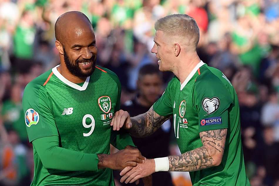 David McGoldrick (left) played a role in Irelands opening goal David McGoldrick (left) played a role in Irelands opening goal