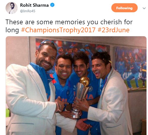 Rohit Sharma trolled for Twitter gaffe on anniversary of Champions Trophy 2013