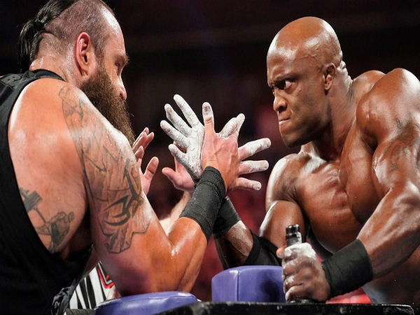 Falls Count Anywhere Match: Strowman vs Lashley