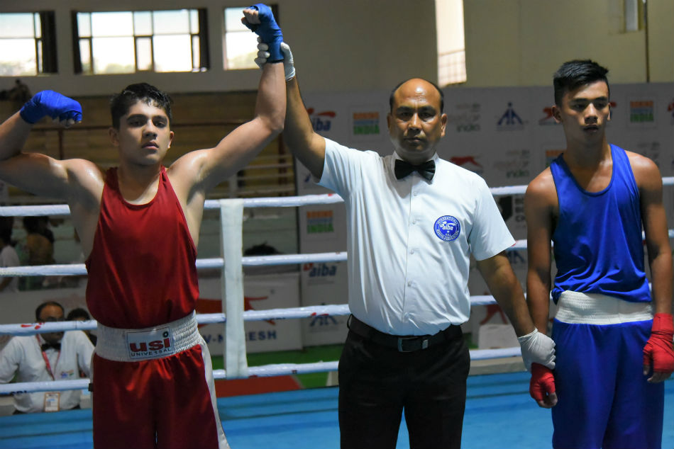 NBA trainee and Khelo India player, Yashwardhan Singh of Haryana defeated Chinglema Moirangthem of Manipur 5-0 in the 58kg category of 1st Sub Junior Boys Nationals final in Rohtak