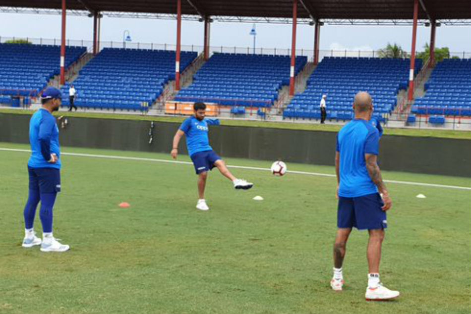 Rohit Sharma plays football