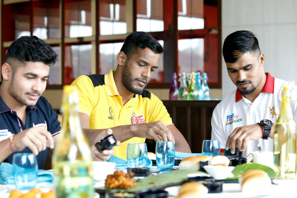 Siddharth, Naveen, Shrikant relish misal pav