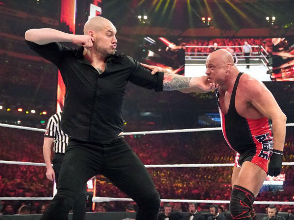 Kurt Angle losing retirement match to Baron Corbin