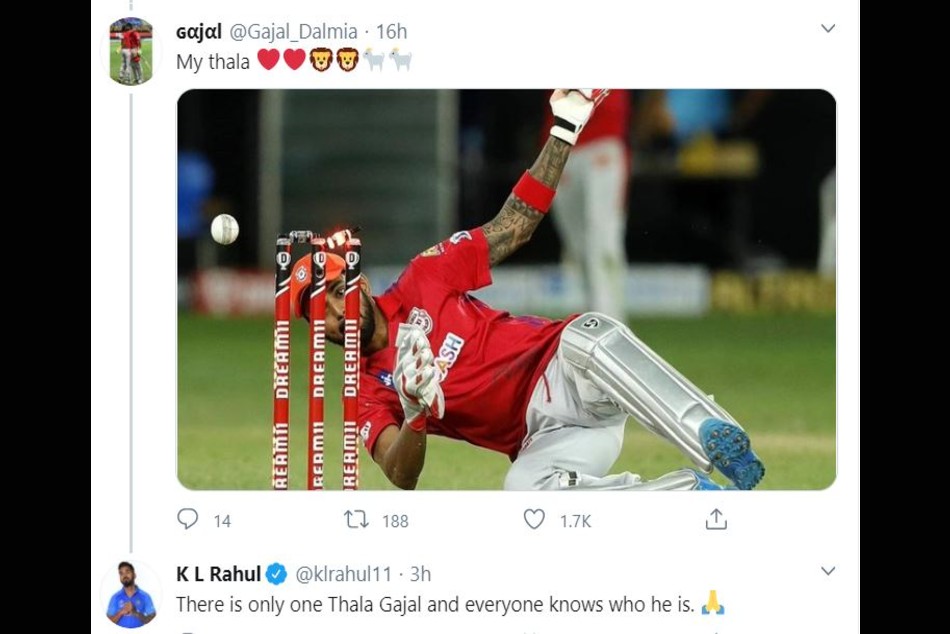 IPL 2020: There is only one Thala, KL Rahul responds to a fan for comparing him with MS Dhoni IPL 2020: There is only one Thala, KL Rahul responds to a fan for comparing him with MS Dhoni