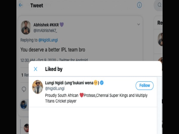 IPL 2020: Is Lungi Ngidi unhappy at Chennai Super Kings? South Africa pacer likes a tweet to hint his dislike