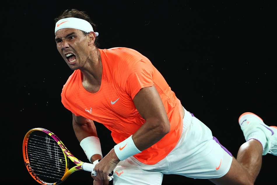 Rafael Nadal in quarter-final action Rafael Nadal in quarter-final action