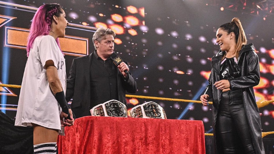 NXT Womens Tag Team Title introduction ceremony (image courtesy WWE.com) NXT Womens Tag Team Title introduction ceremony (image courtesy WWE.com)