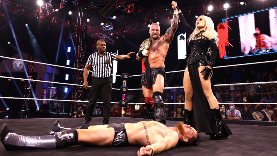 Karrion Kross retained NXT Title at TakeOver (image courtesy WWE.com) Karrion Kross retained NXT Title at TakeOver (image courtesy WWE.com)