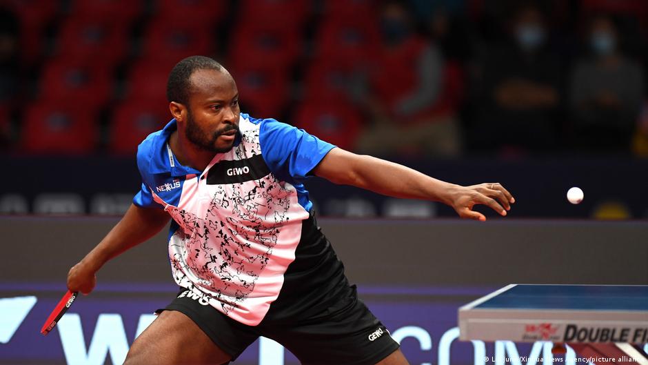 Quadri Aruna playing in the ITTF finals in Zhengzhou, China
