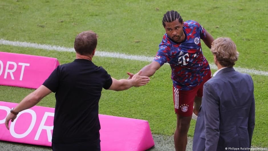 Serge Gnabry, above, plus Leroy Sane and Alphonso Davies will have to raise their game under Nagelsmann.