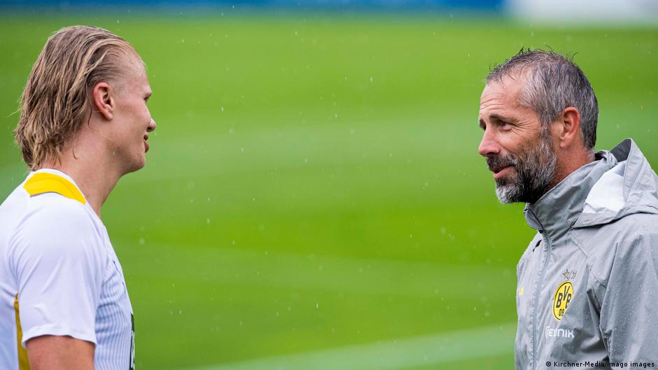 Bayerns competition: Erling Haaland, left, and Marco Rose hope Dortmund can give Bayern a run for their money.
