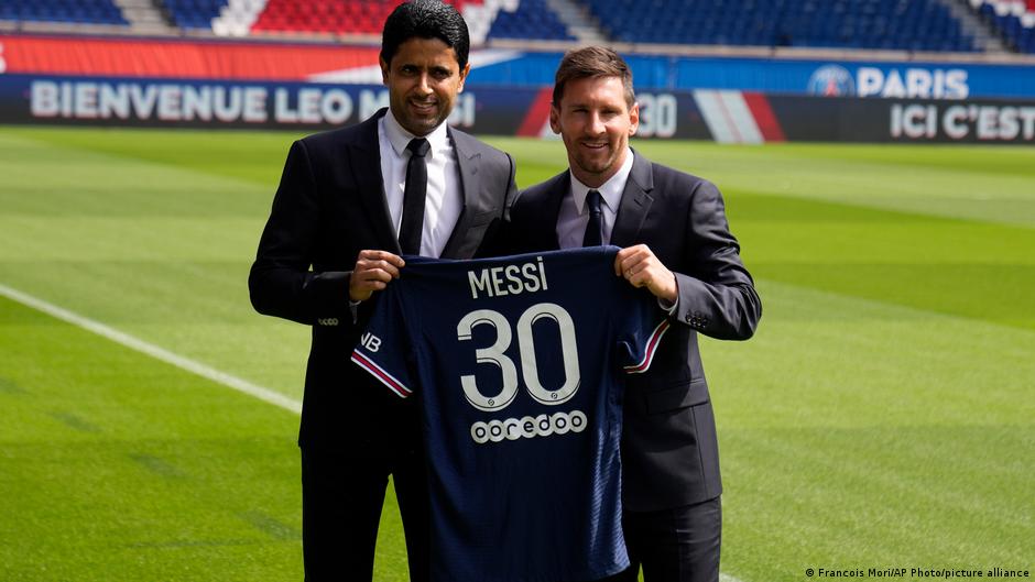 PSG president and QSI chairman Nasser Al-Khelaifi (left) is the man behind Lionel Messis transfer