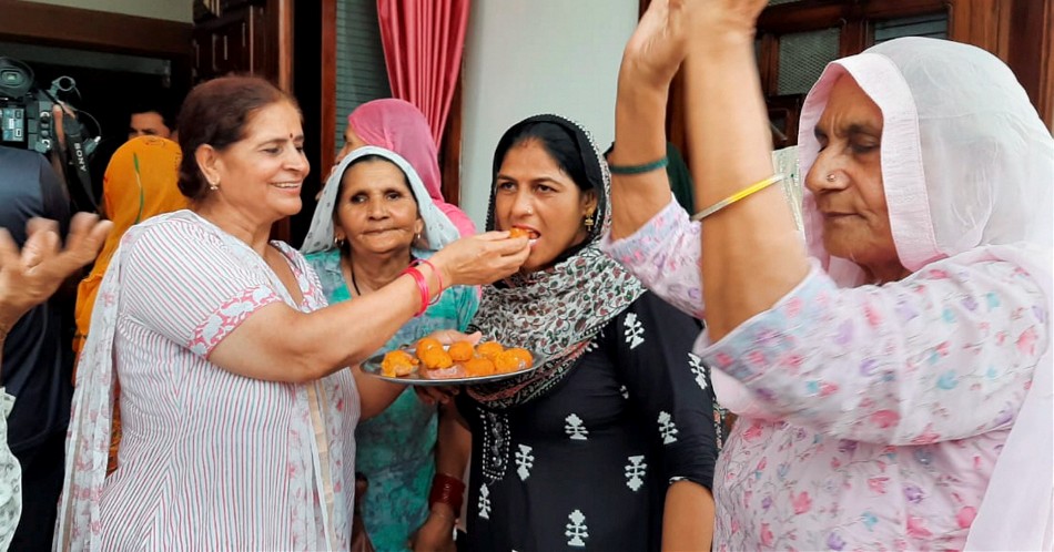 Neeraj Chopras family celebrate the Javelin Throwers success at Tokyo 2020 Neeraj Chopras family celebrate the Javelin Throwers success at Tokyo 2020