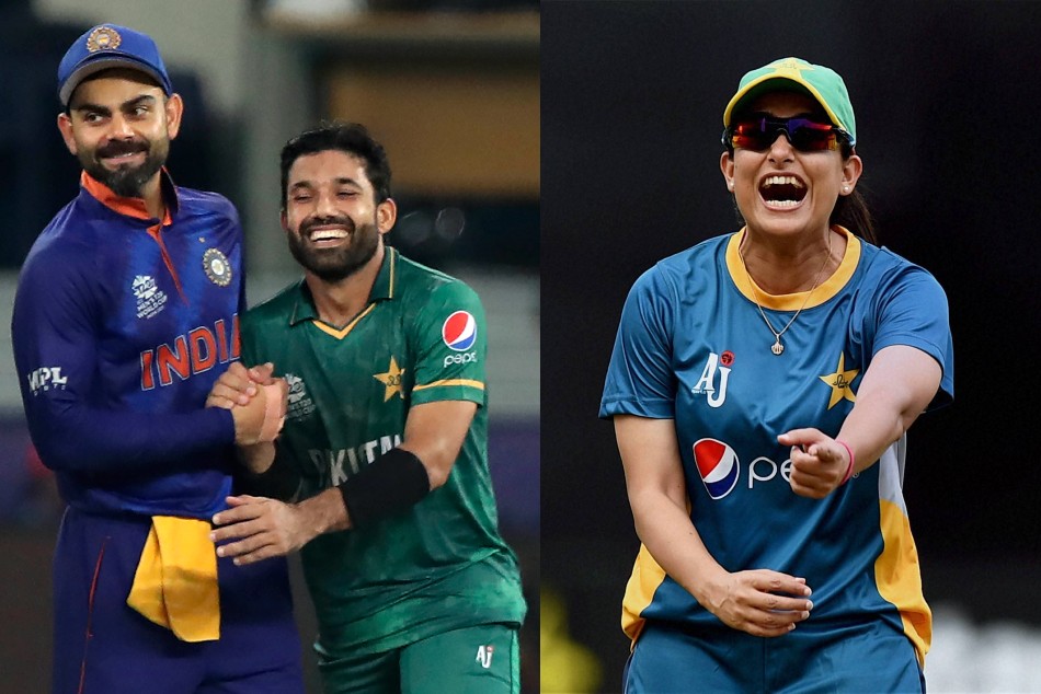 Virat Kohli, Mohammad Rizwan and Sana Mir Virat Kohli, Mohammad Rizwan and Sana Mir