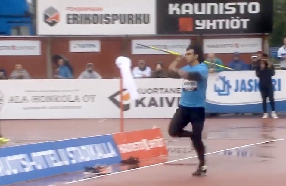 Neeraj Chopra won first gold medal of the season in Kuortane Games 2022 (Image Courtesy: Video Grab)