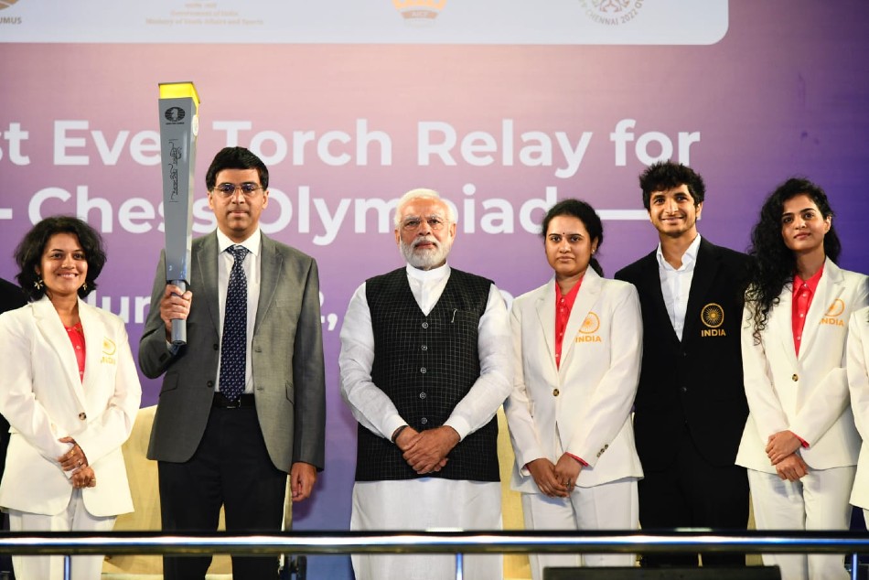 PM Narendra Modi flags off first-ever torch relay for Chess Olympiad, torch will be taken to 75 cities PM Narendra Modi flags off first-ever torch relay for Chess Olympiad, torch will be taken to 75 cities