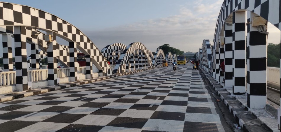 Napier Bridge sports a theme of chess ahead of the 44th Chess Olympiad