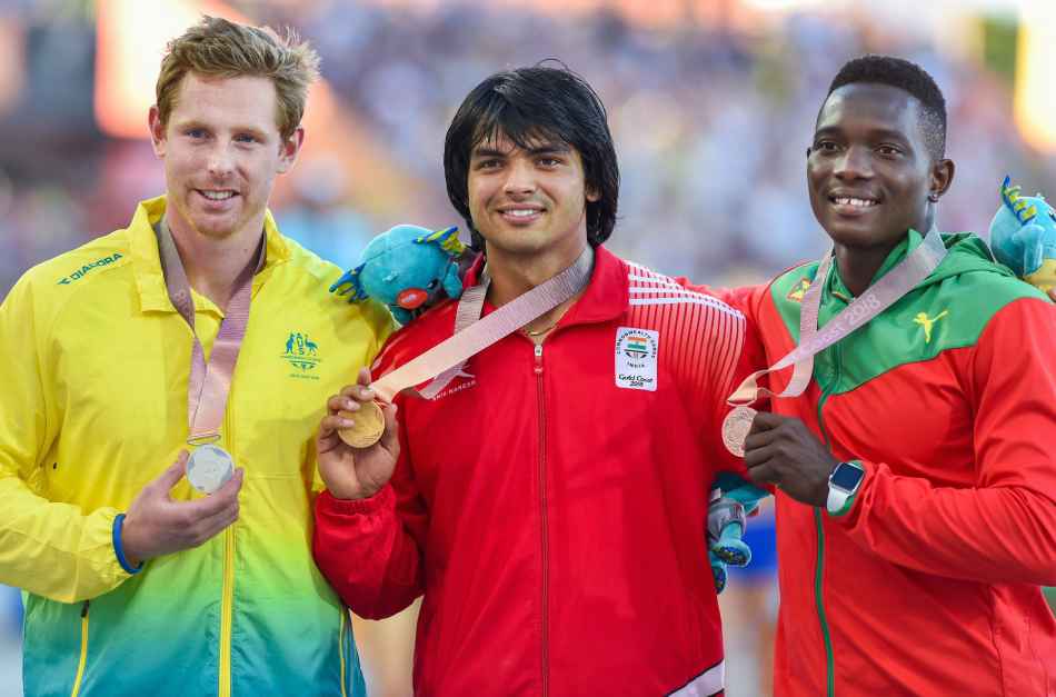 Anderson Peters with Neeraj Chopra