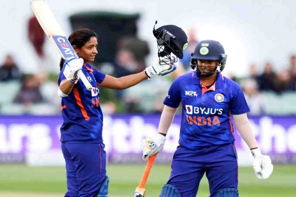 Harmanpreet Kaur celebrates her hundred (Image: BCCI) Harmanpreet Kaur celebrates her hundred (Image: BCCI)