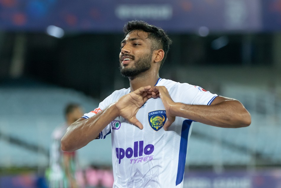 Rahim Ali celebrates after scoring against ATKMB. Credit: FSDL