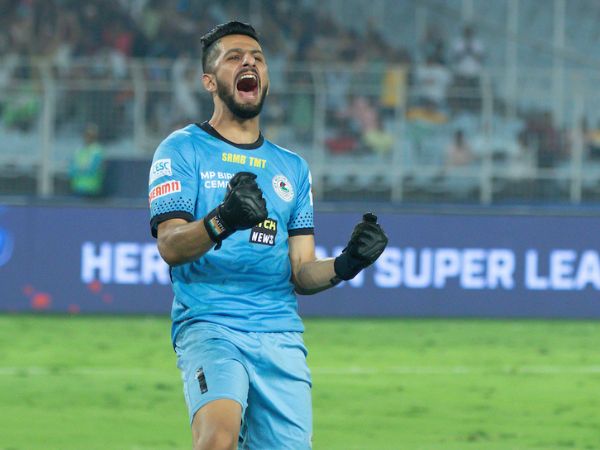 ATKMBs Vishal Kaith reacts after saving a goal