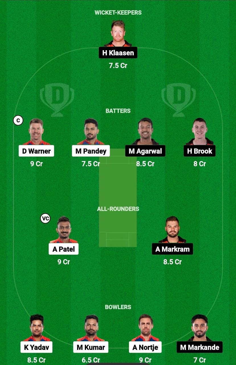 DC vs SRH Dream11 Team DC vs SRH Dream11 Team