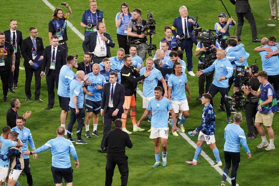 Manchester City celebrate Champions League victory Manchester City celebrate Champions League victory
