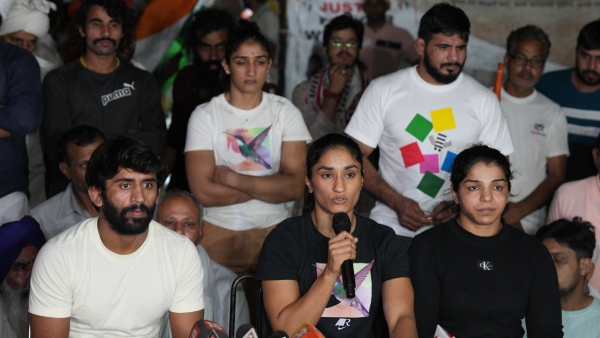 Protesting wrestlers Protesting wrestlers