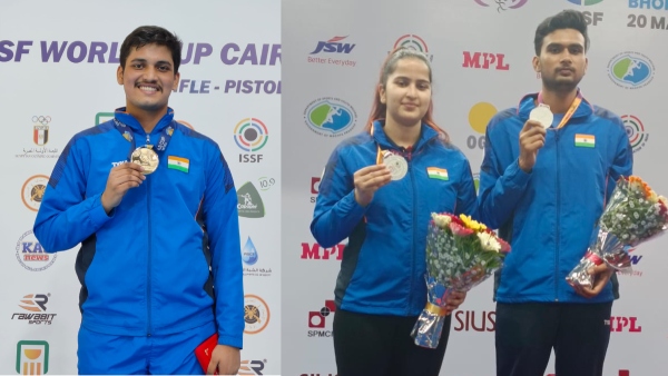 ISSF World Cup 2023 India Medallists (Image Courtesy: SAI Media Twitter)