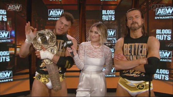 MJF and Adam Cole coming after the AEW Tag Team Titles (image courtesy Twitter)