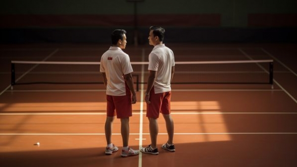 Image depicting doubles players coordinating on the court