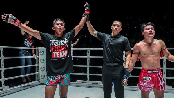 Kongsuk Fairtex reacts after victory in ONE Friday Fights 28