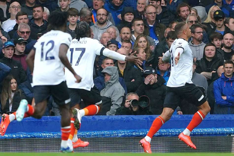 Carlton Morris (right) celebrates scoring Lutons second goal Carlton Morris (right) celebrates scoring Lutons second goal