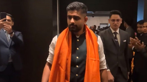 babar-azam-in-bhagwa-in-sanatani-virat-kohlis-country-pakistan-captain-picture-saffron-stole-viral