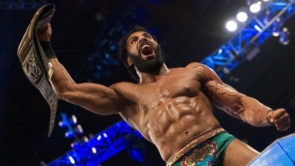 Jinder Mahal holding the WWE Championship