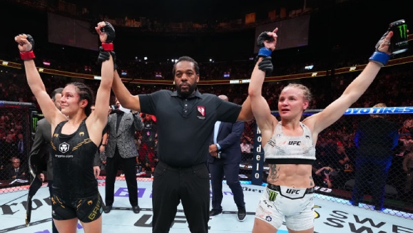 Alexa Grasso and Valentina Shevchenko at Noche UFC 2023 Alexa Grasso and Valentina Shevchenko at Noche UFC 2023