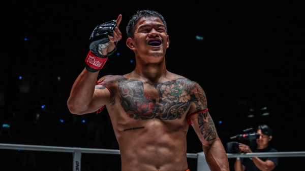 Kongthoranee Sor Sommai reacts after victory at ONE Friday Fights 48