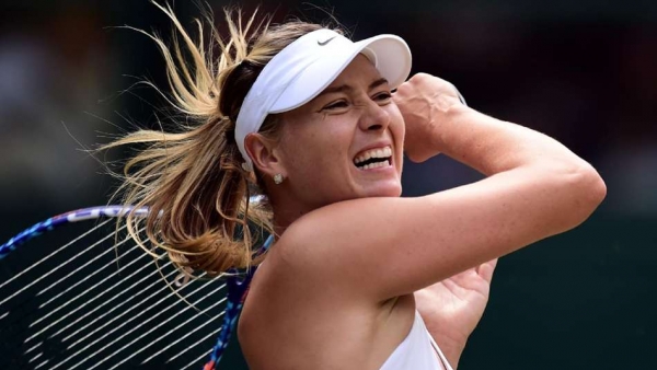 Maria Sharapova in action at Wimbledon