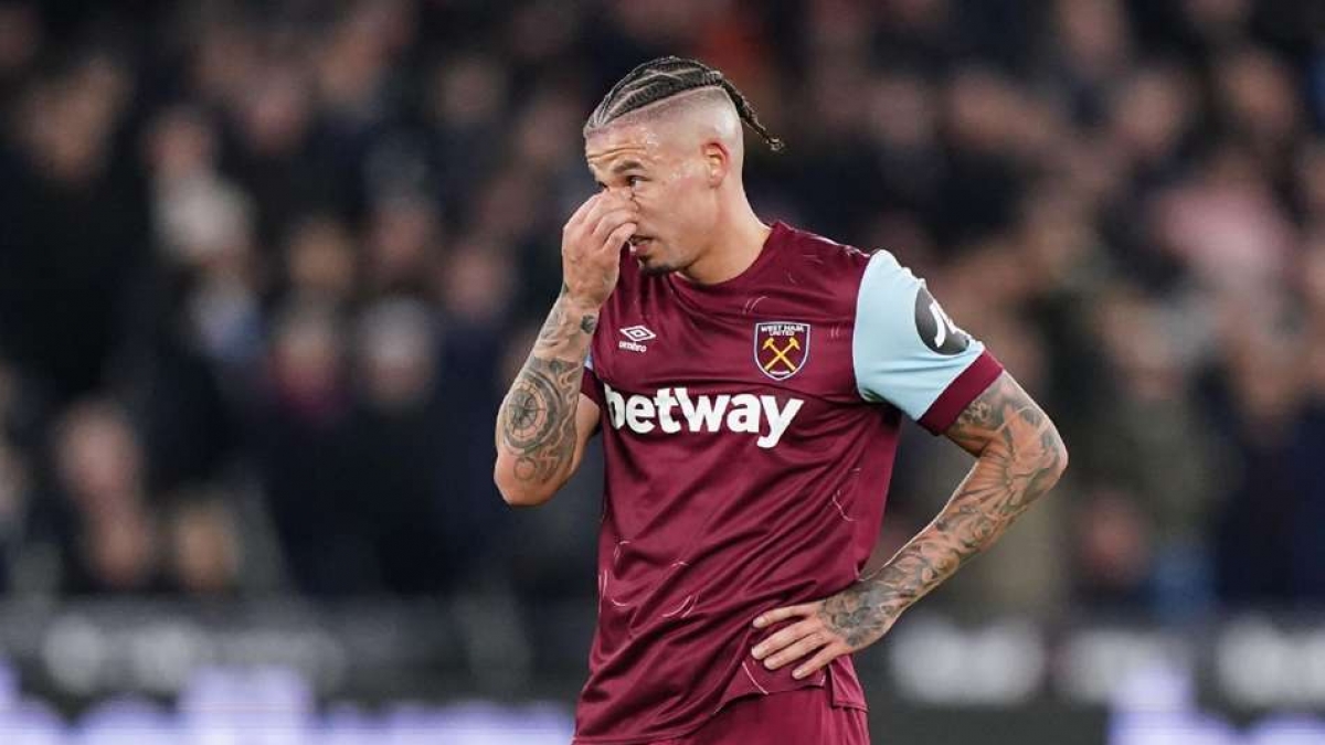 Kalvin Phillips looks frustrated while in action for West Ham