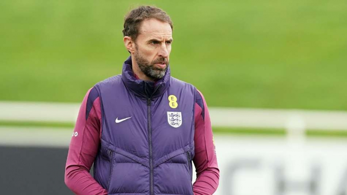 England manager Gareth Southgate during a training session