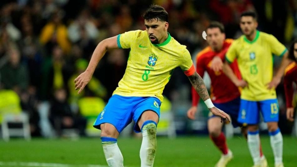 Lucas Paqueta scores against Spain