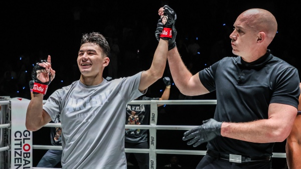 Aslamjon Ortikov left reacts after victory at ONE Friday Fights 54