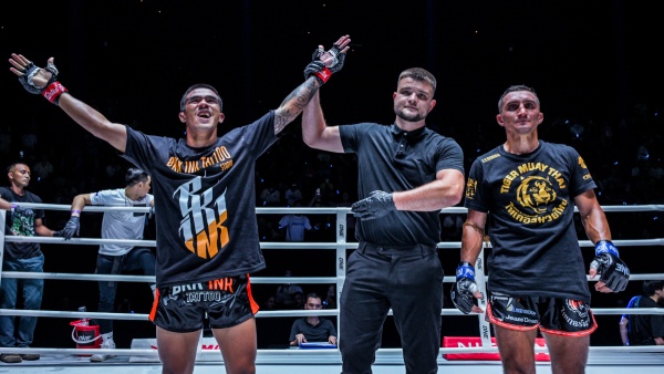 Panrit Lukjaomaesaiwaree left reacts after victory at ONE Friday Fights 57