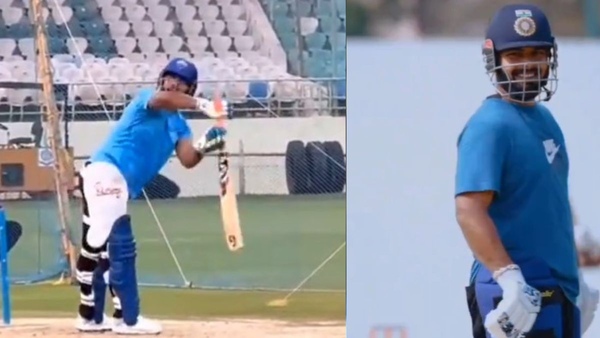 IPL 2024 Rishabh Pant hits MS Dhoni Helicopter Shot in Delhi Capitals Practice - Watch